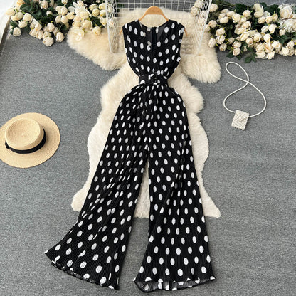 Chic Polka Dot Chiffon Jumpsuit by Elizabeth Ainsley