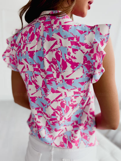 Vibrant Ruffled V-Neck Blouse by Elizabeth Ainsley