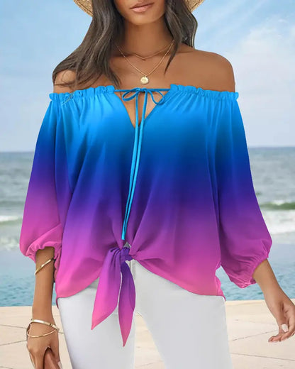 Chic Off Shoulder Printed Top Elizabeth Ainsley