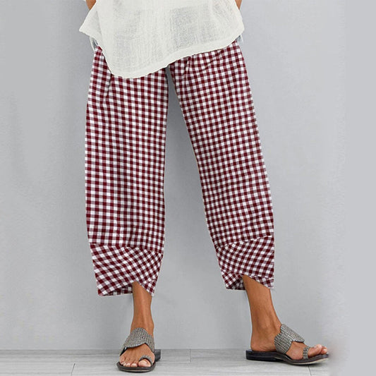 Versatile Checkered Cropped Pants by Elizabeth Ainsley