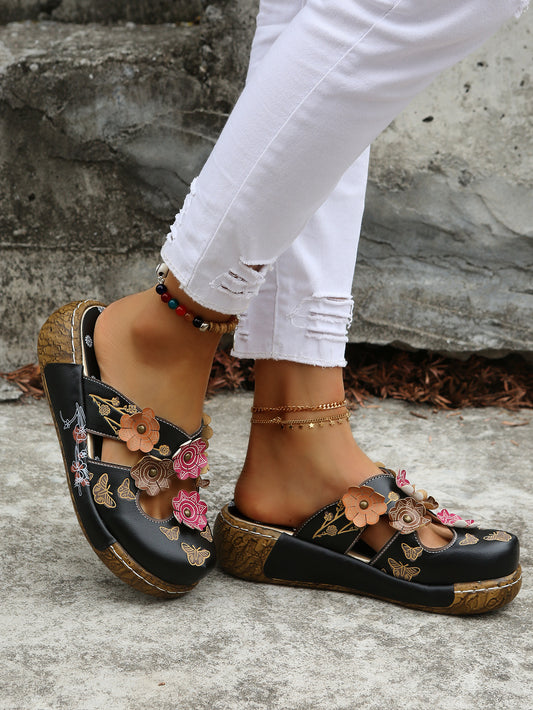 Boho Floral Elizabeth Ainsley Round Toe Sandals