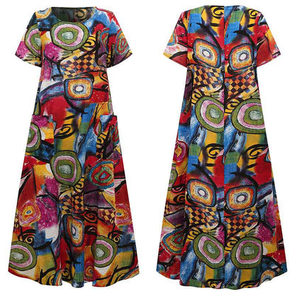 Vibrant Print Elizabeth Ainsley Swing Maxi Dress