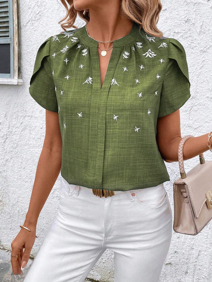 Chic Printed Blouse Elizabeth Ainsley Shoulder Pleat Top