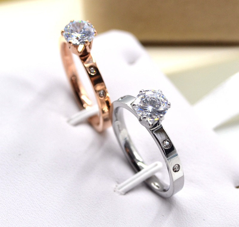 Classic Solitaire Crystal Engagement Ring