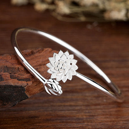 Floral Open Cuff Bracelet with Delicate Sculpted Detail