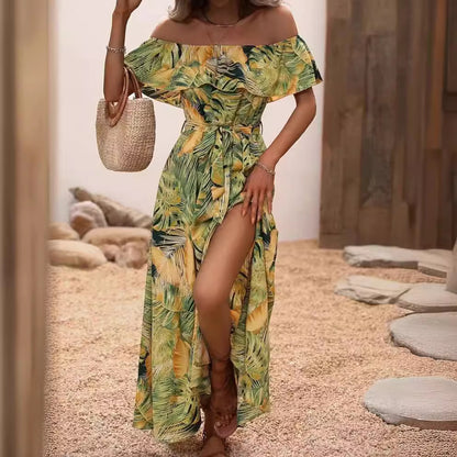 Elegant Elizabeth Ainsley Ruffled Floral Maxi Dress