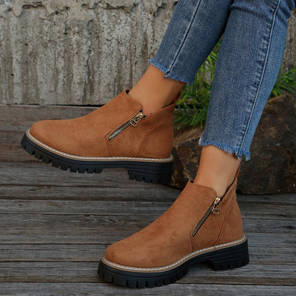 Elizabeth Ainsley Suede Ankle Boots - Side Zipper Comfort