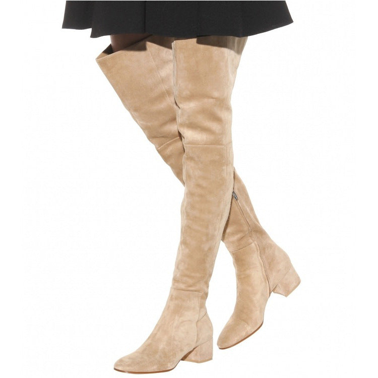 Madlenka | Suede Over-the-Knee Orthopedic Block-Heel Boots