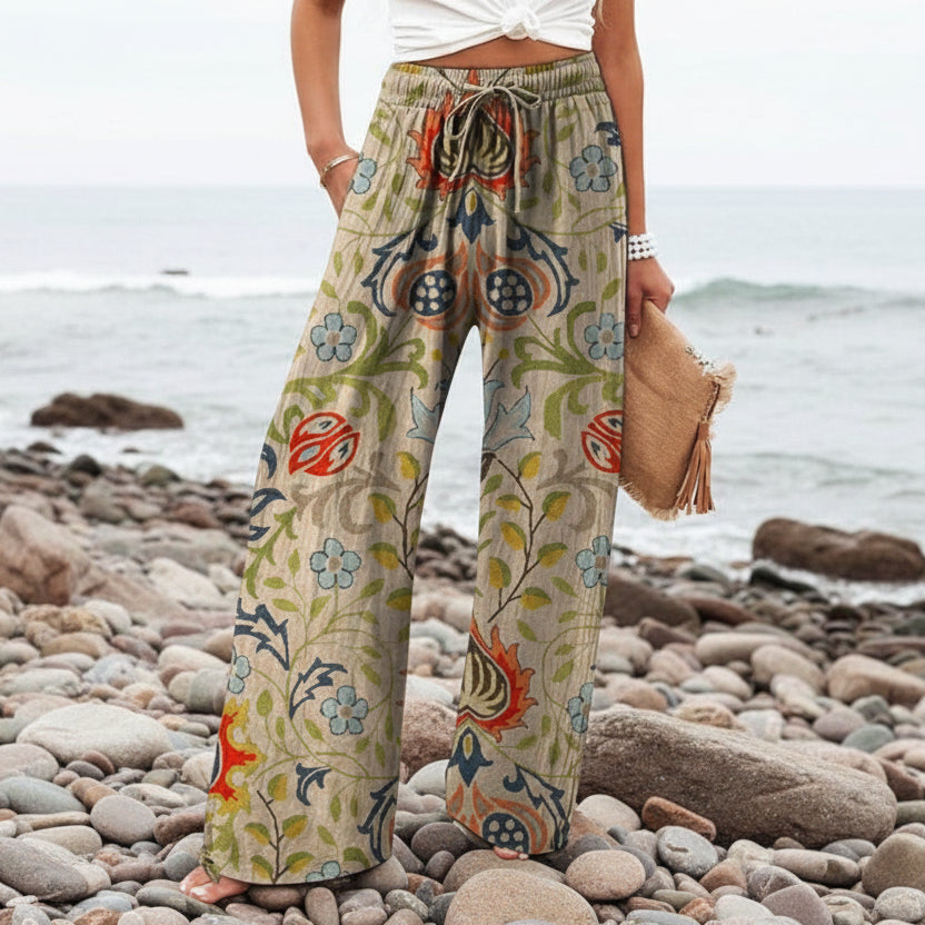 Boho Botanical Elizabeth Ainsley Women's Wide-Leg Pants