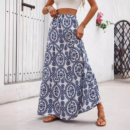 Blue Porcelain Print Elizabeth Ainsley Swing Skirt
