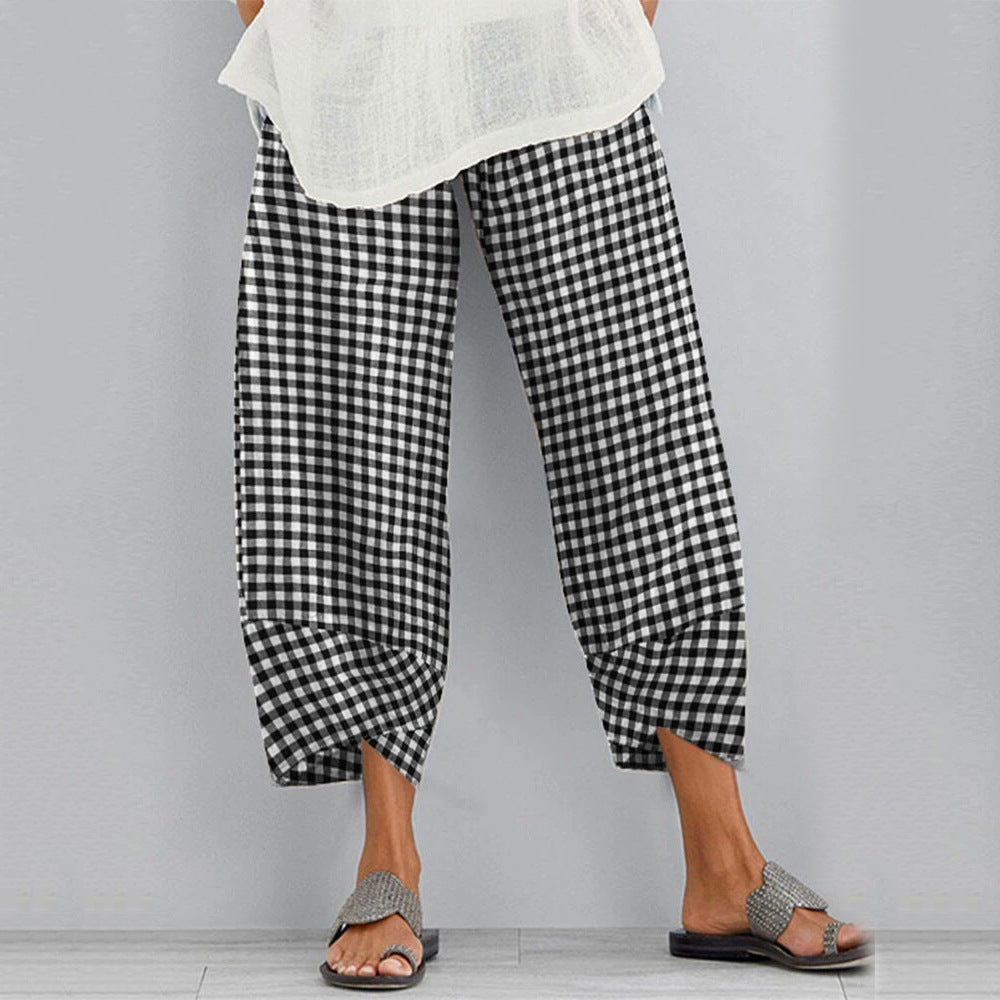 Versatile Checkered Cropped Pants by Elizabeth Ainsley