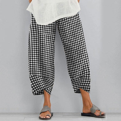 Versatile Checkered Cropped Pants by Elizabeth Ainsley