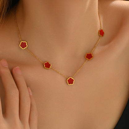 Delicate Clover Charm Necklace with Elegant Chain