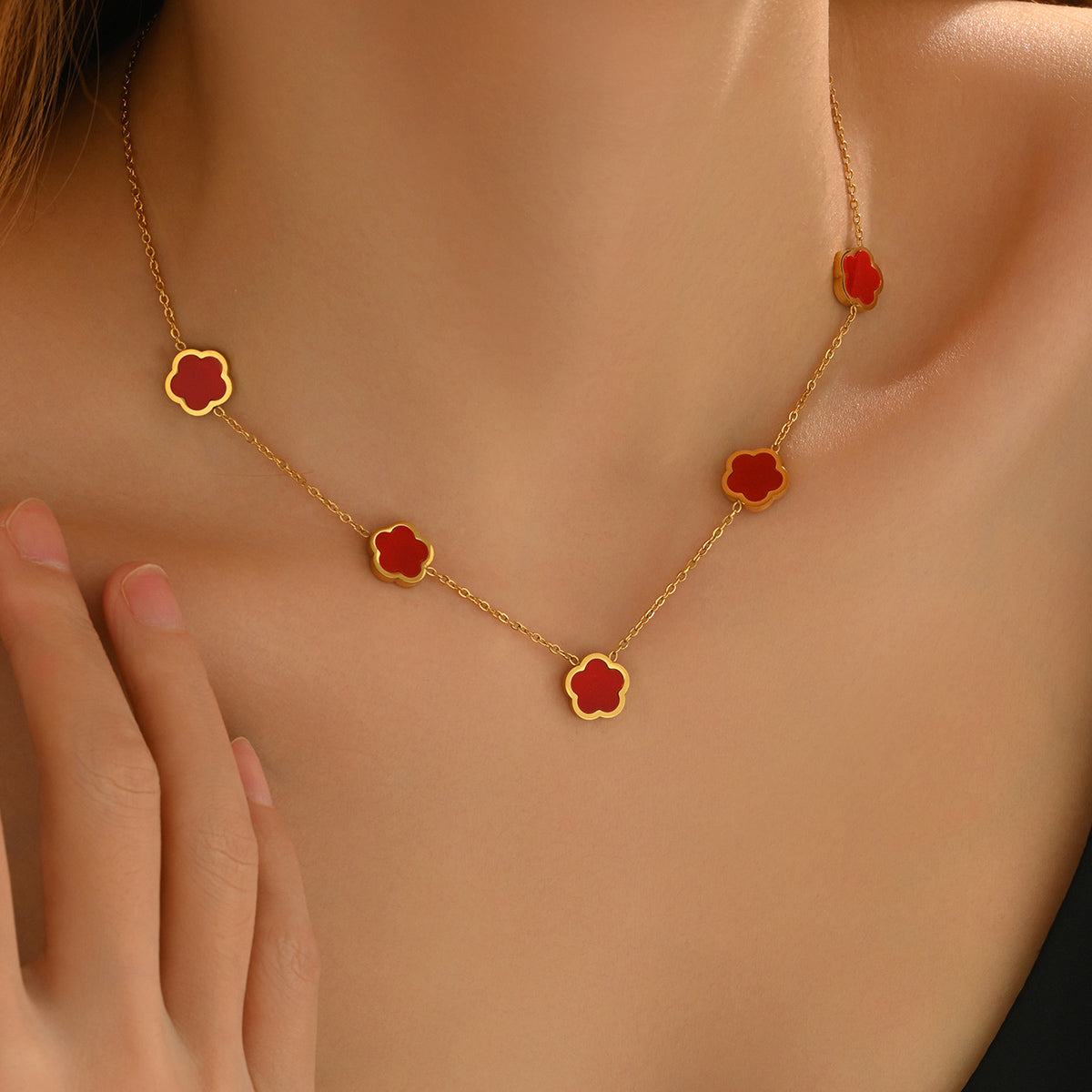 Delicate Clover Charm Necklace with Elegant Chain