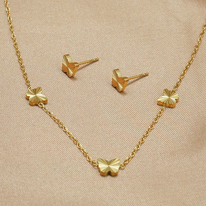 Butterfly Charm Necklace & Matching Stud Earrings