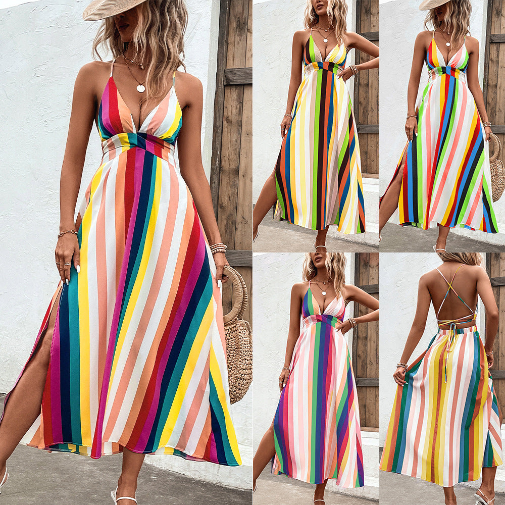 Vibrant Rainbow Stripe Dress Elizabeth Ainsley