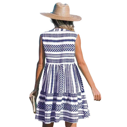 Vibrant Print Elizabeth Ainsley V-Neck Midi Dress