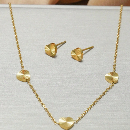 Faceted Disc Necklace & Matching Stud Earrings