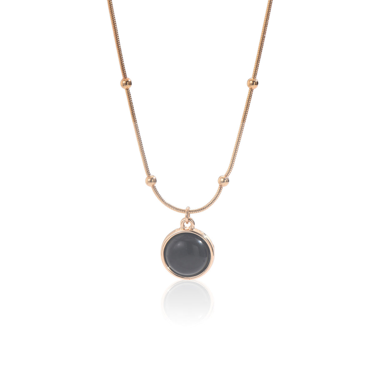 Minimal Pendant Necklace with Beaded Chain Detail