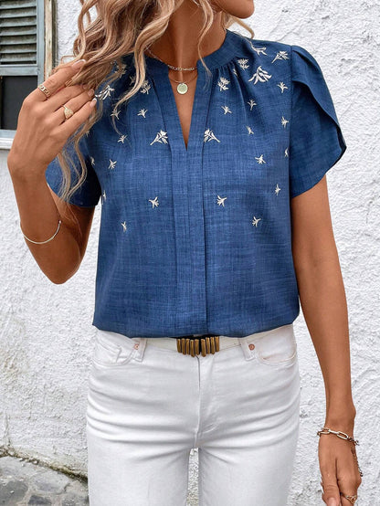 Chic Printed Blouse Elizabeth Ainsley Shoulder Pleat Top