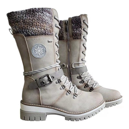 Makoto | Knit-Cuff Lace-Up Orthopedic Winter Boots