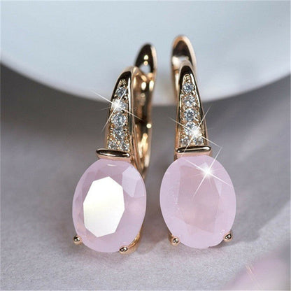 Elegant Oval Crystal Drop Earrings with Sparkling Accents