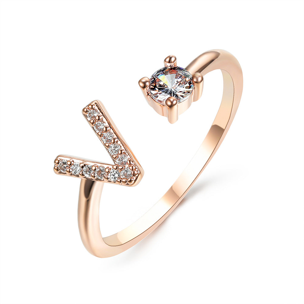 Personalized Diamond Initial Ring