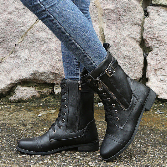 Elizabeth Ainsley Women's Lace Up Low Heel Boots - Supportive