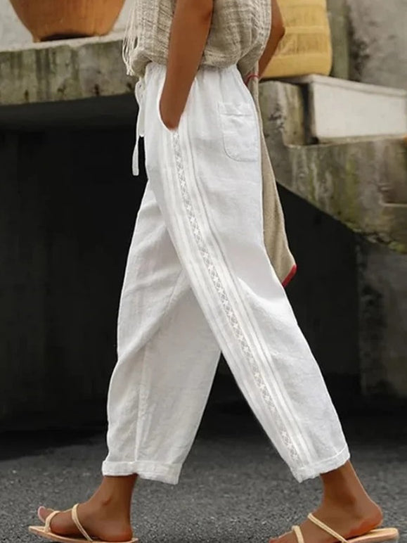 Elegant Cotton Linen Cropped Pants Elizabeth Ainsley