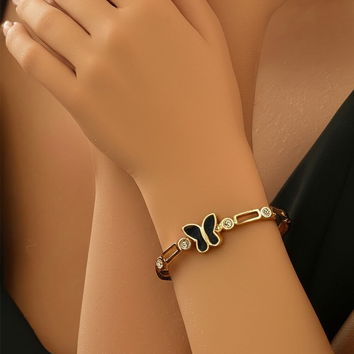 Butterfly Charm Bracelet with Crystal Accents