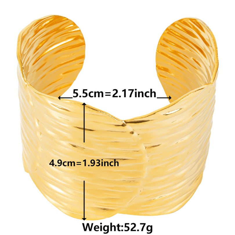 Wide Textured Cuff Bracelet with Sculptural Flow