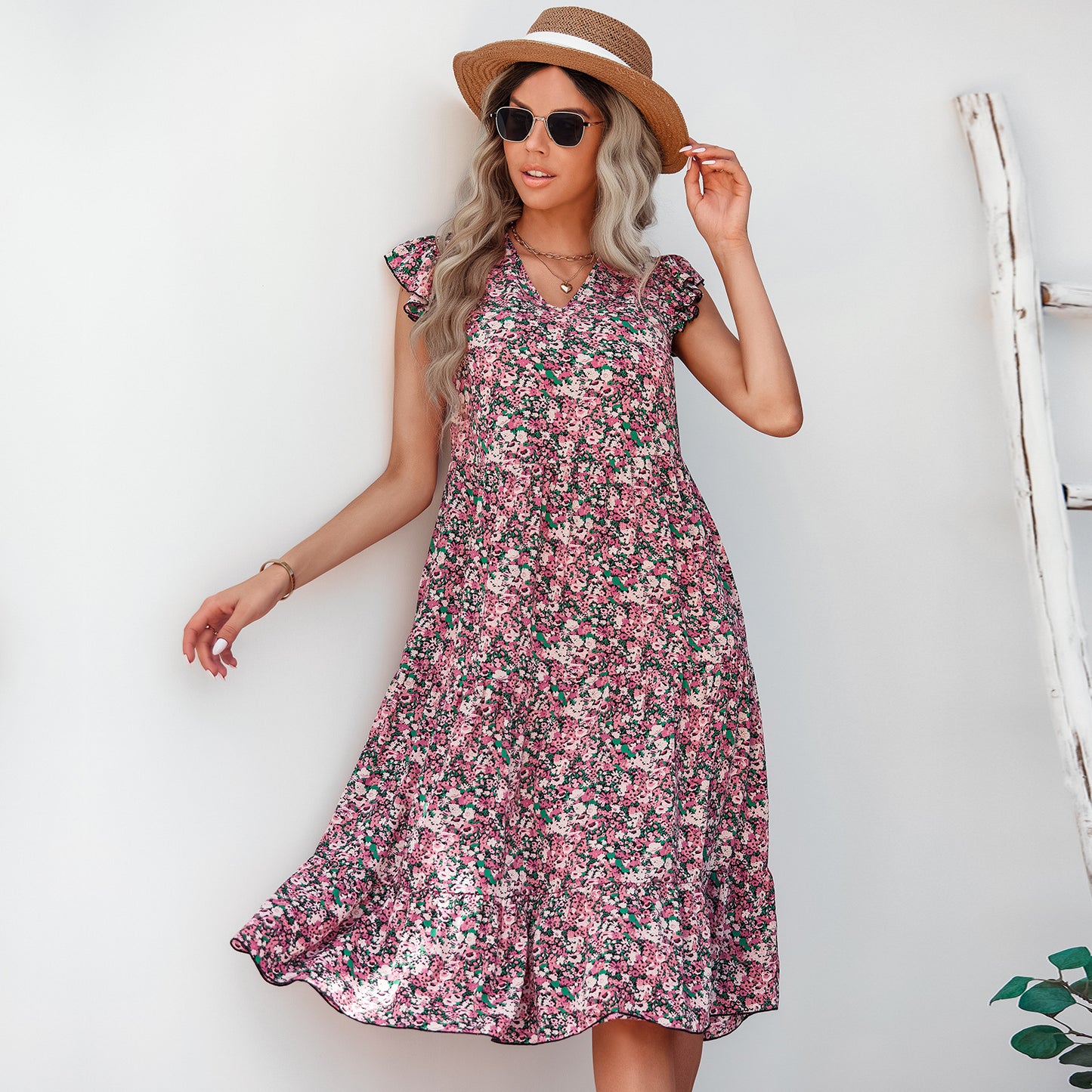 Chic Floral Midi Dress by Elizabeth Ainsley