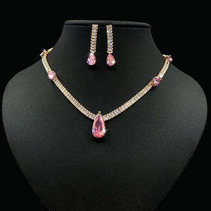 Fashion Green Crystal Bridal Jewelry Set