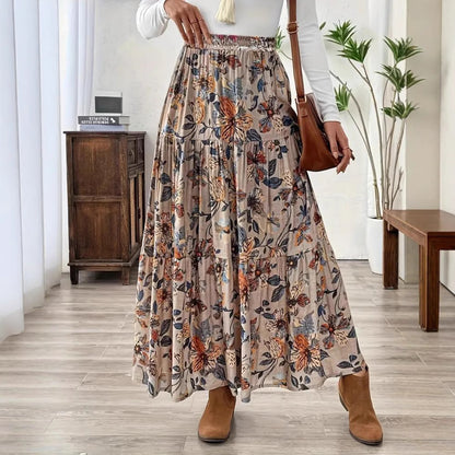 Bohemian Floral Elizabeth Ainsley Midi Skirt