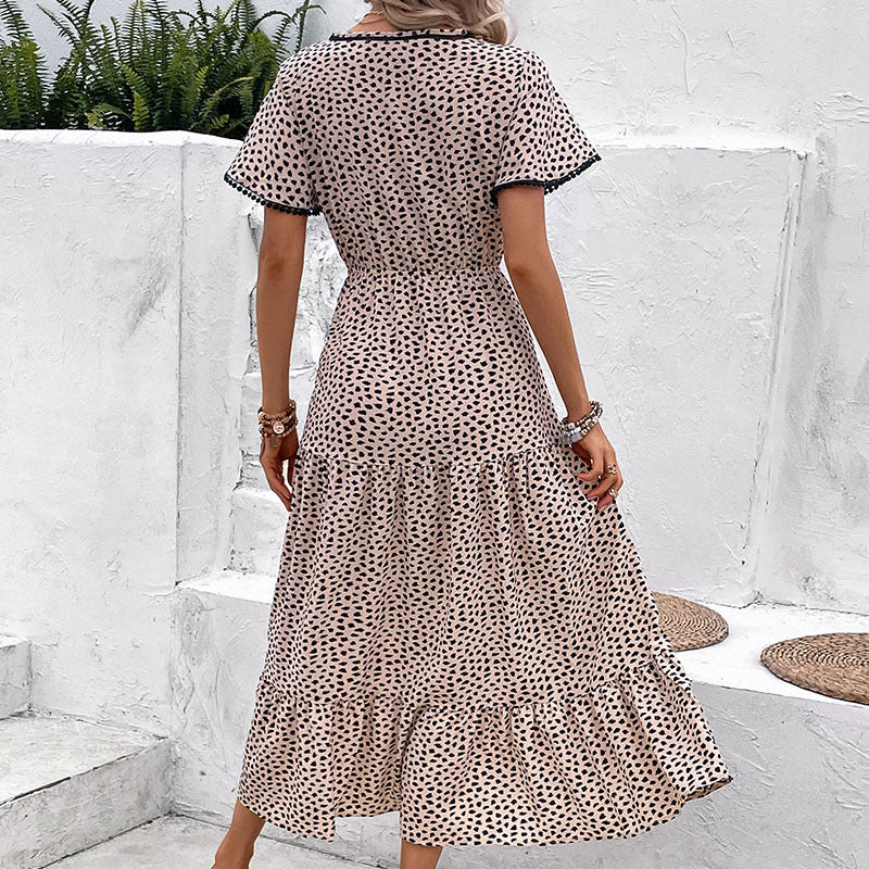 Leopard Print V-Neck Dress Elizabeth Ainsley