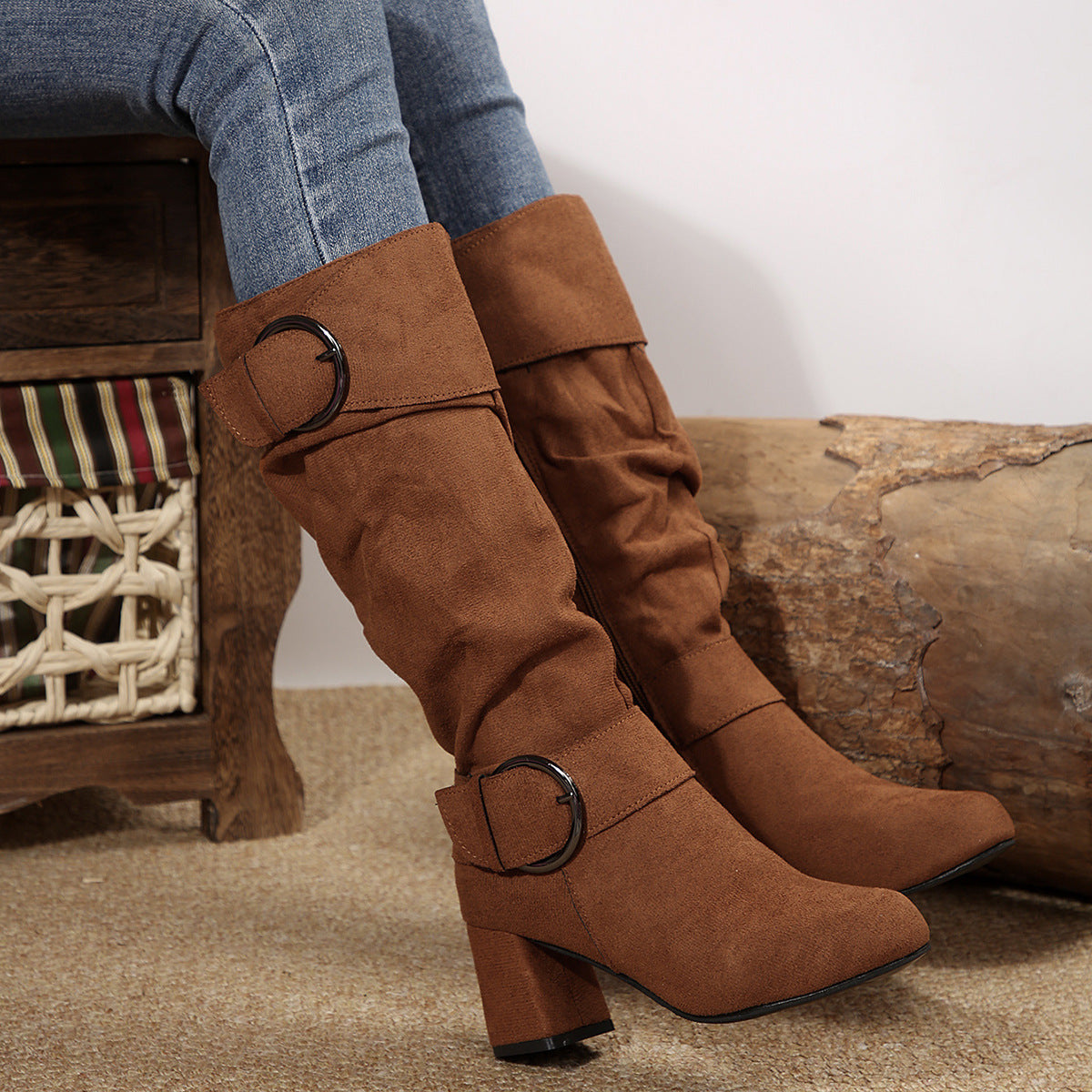 Elizabeth Ainsley Beltbuckle Boots - Chunky Heel Comfort