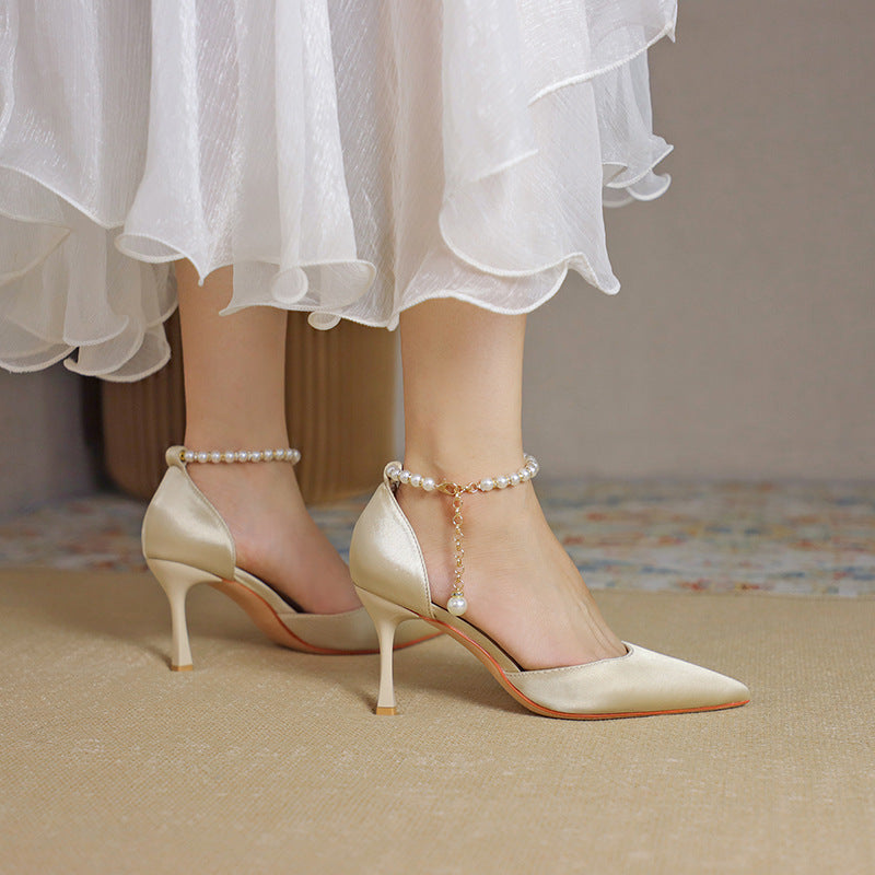 Elegant Elizabeth Ainsley Satin Tassel Stiletto Heels