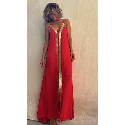 Elegant Lace-Up Halterneck Dress by Elizabeth Ainsley