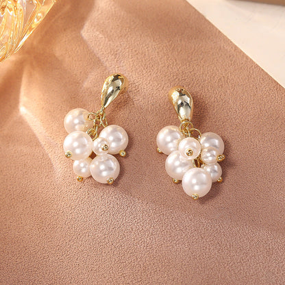 Pearl Grape Cluster Drop Earrings