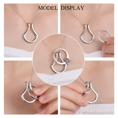 Sterling Silver Ring Holder Necklace – Rose Gold Drop Pendant with Cable Chain