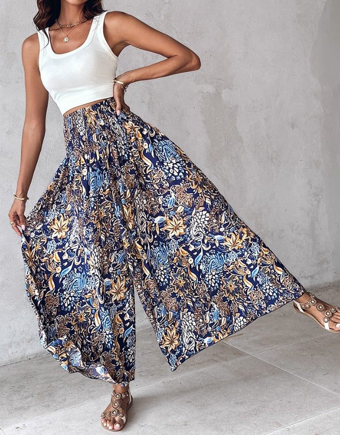 Retro Floral Wide-Leg Pants by Elizabeth Ainsley