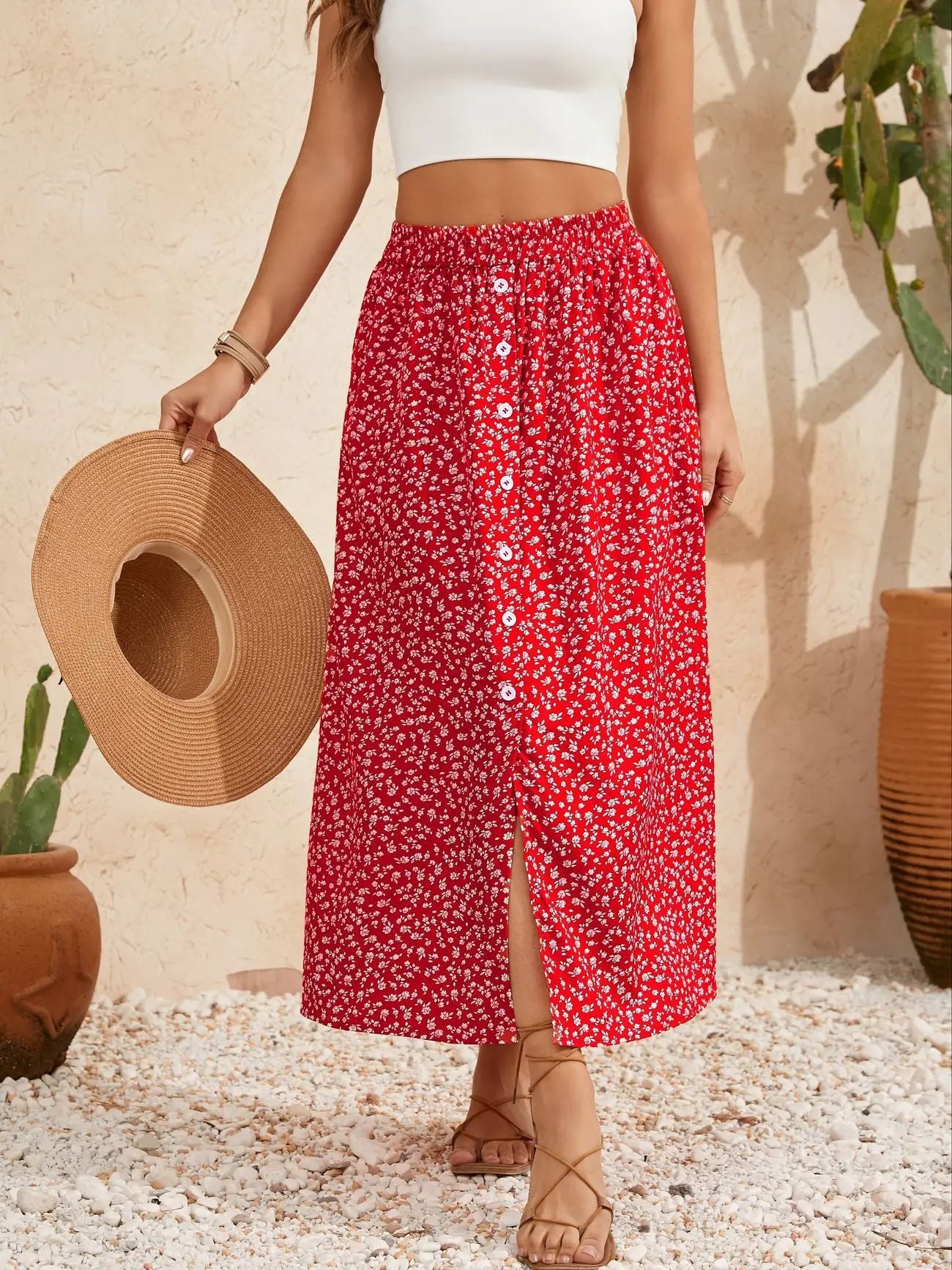 Pastoral Floral A-Line Skirt by Elizabeth Ainsley
