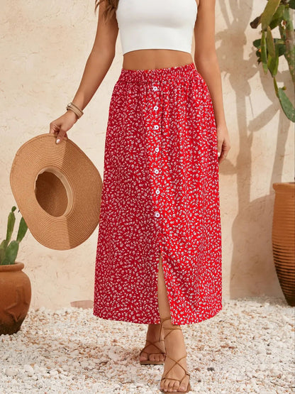 Pastoral Floral A-Line Skirt by Elizabeth Ainsley