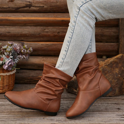 Elizabeth Ainsley Flat Boots - Slip-On Western Comfort