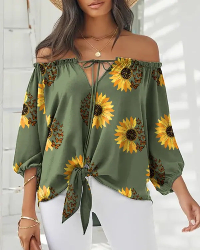 Chic Off Shoulder Printed Top Elizabeth Ainsley