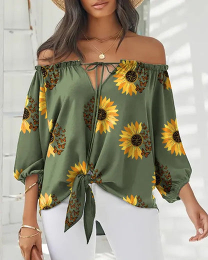 Chic Off Shoulder Printed Top Elizabeth Ainsley