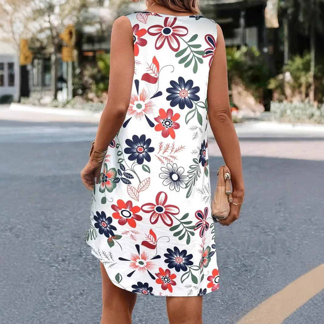 Floral A-Line Sleeveless Dress by Elizabeth Ainsley
