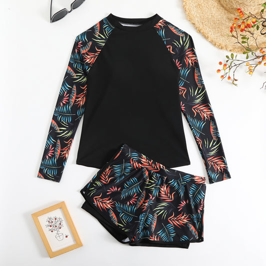 Leaf Print Elizabeth Ainsley Long Sleeve Tankini Set