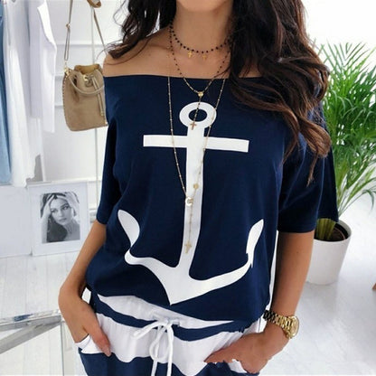 Nautical Anchor Off-Shoulder Top by Elizabeth Ainsley