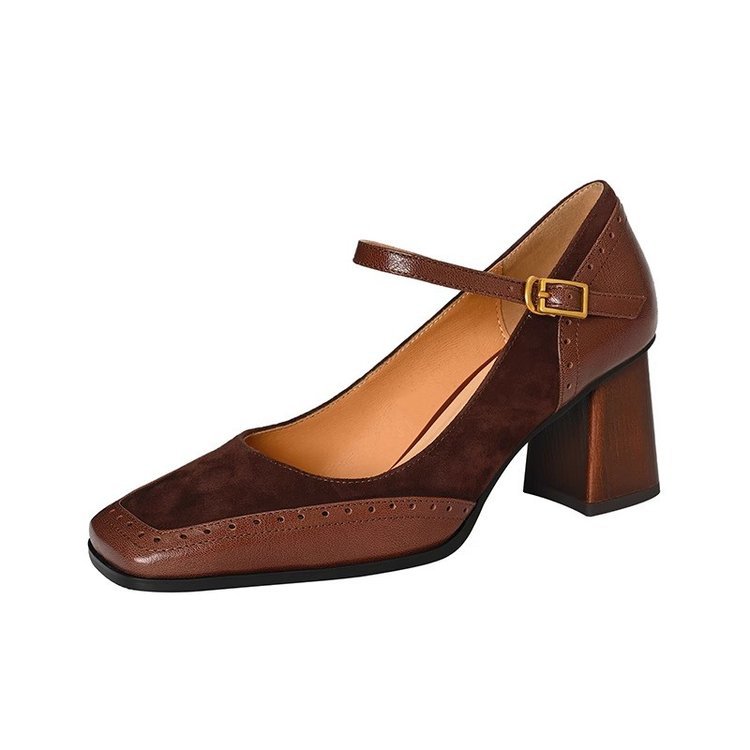 Elegant Elizabeth Ainsley Square Toe Chunky Heels